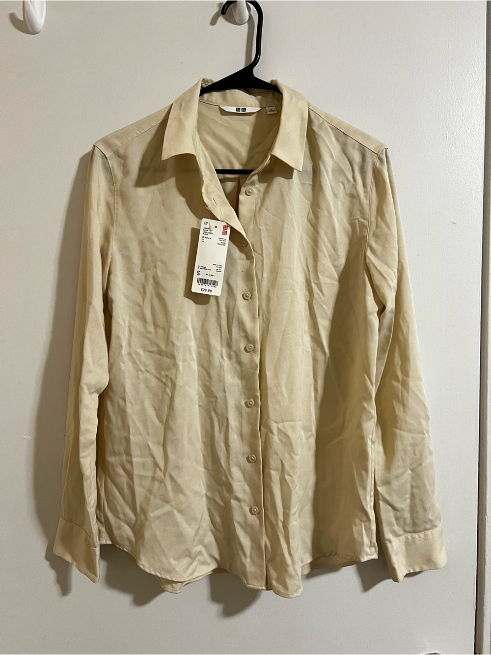 ❤️BUY 2 GET 1❤️ UNIQLO Women’s Rayon Cream Button-Down Shirt Long Sleeve Blouse